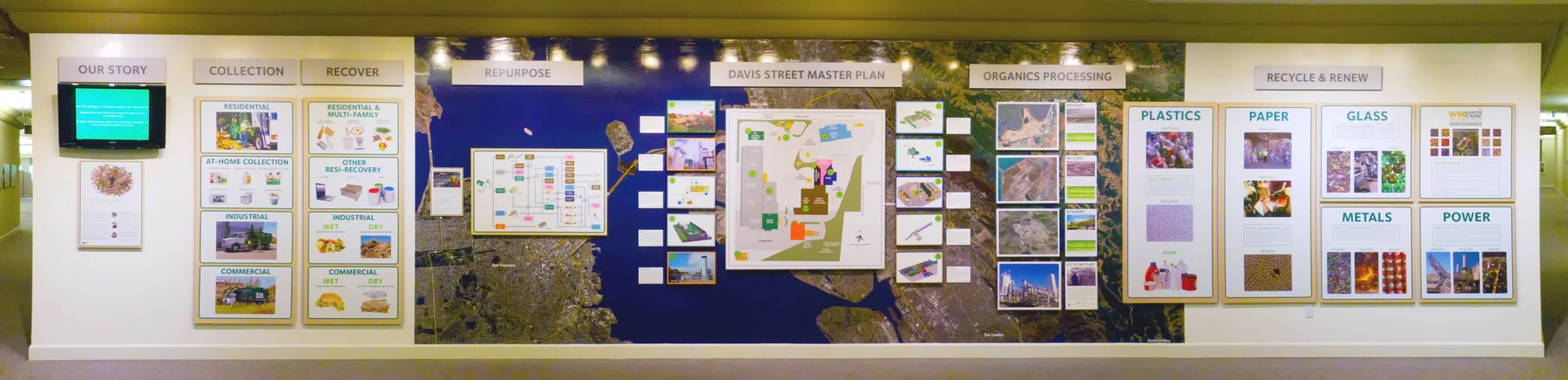 Davis Street 350 square foot infographic exhibit wall