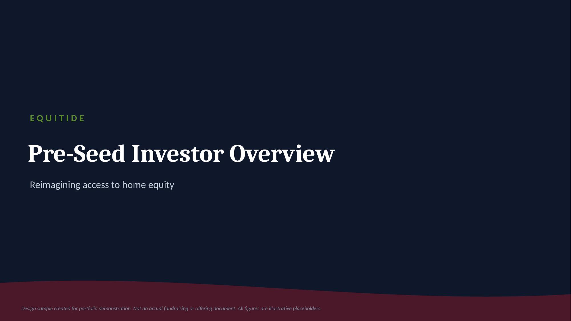 Equitide pre-seed investor overview deck cover