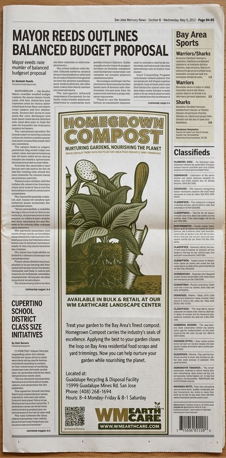 WM EarthCare full-page newspaper ad